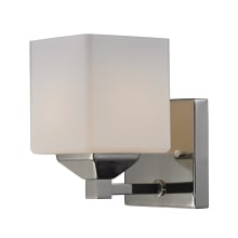 Quube 1 Light Bathroom Sconce with Matte Opal Glass Shade