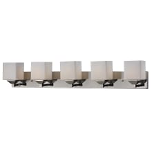 Quube 5 Light Bathroom Vanity Light with Matte Opal Glass Shade