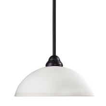 Riviera Single Light 14" Wide Pendant with Matte Opal Glass Shade and (3) 12", (1) 6", and (1) 3" downrods