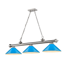 Cordon 3 Light 16" Wide Billiard Chandelier with Electric Blue Shades