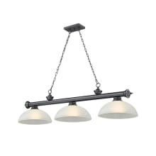 Cordon 3 Light 14" Wide Billiard Chandelier with White Linen Shades