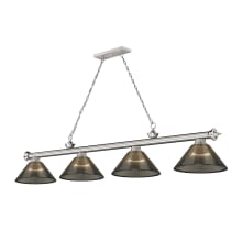 Cordon 4 Light 14" Wide Billiard Chandelier with Smoke Shades