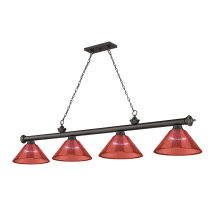 Cordon 4 Light 14" Wide Billiard Chandelier with Red Shades