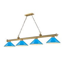 Cordon 4 Light 16" Wide Billiard Chandelier with Electric Blue Shades