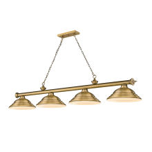 Cordon 4 Light 16" Wide Billiard Chandelier with Rubbed Brass Shades