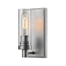 Persis Single Light 5" Wide Wall Sconce with Clear Glass Cylinder Shade