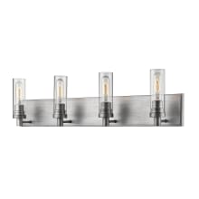 Persis 4 Light 32" Wide Bathroom Vanity Light with Clear Glass Cylinder Shades