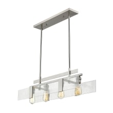 Gantt 4 Light 31-1/2" Wide Linear Chandelier with Seedy Glass Shade and (6) 12", (2) 6", and (2) 3" Downrods