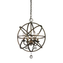 Acadia 4 Light 16" Wide Globe Chandelier with Crystal Spheres