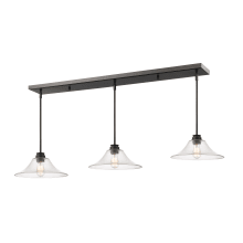 Annora 3 Light Linear Pendant with Clear Glass Shades