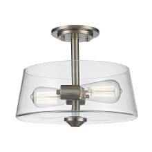 Annora 2 Light Semi Flush Ceiling Fixture with Clear Cylindrical Glass Shade