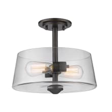 Annora 2 Light Semi Flush Ceiling Fixture with Clear Cylindrical Glass Shade
