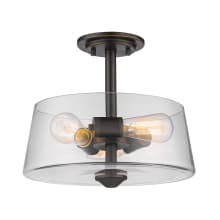 Annora 3 Light Semi Flush Ceiling Fixture with Clear Cylindrical Glass Shade