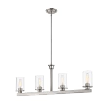 Savannah 4 Light 40" Wide Linear Chandelier with Clear Glass Shades