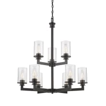 Savannah 9 Light 29" Wide Chandelier with Clear Glass Shades