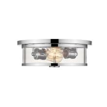 Savannah 2 Light 14" Wide Flush Mount Drum Ceiling Fixture with a Clear Glass Shade