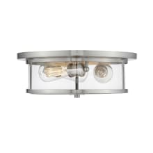 Savannah 3 Light 16" Wide Flush Mount Drum Ceiling Fixture with a Clear Glass Shade