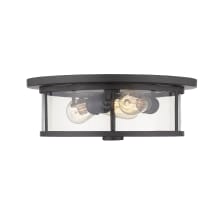 Savannah 3 Light 16" Wide Flush Mount Drum Ceiling Fixture with a Clear Glass Shade