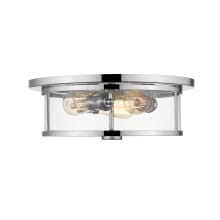 Savannah 3 Light 16" Wide Flush Mount Drum Ceiling Fixture with a Clear Glass Shade