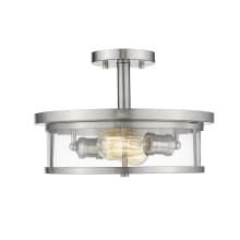 Savannah 2 Light 14" Wide Semi-Flush Drum Ceiling Fixture with a Clear Glass Shade