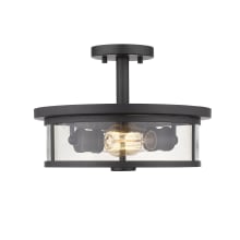 Savannah 2 Light 14" Wide Semi-Flush Drum Ceiling Fixture with a Clear Glass Shade