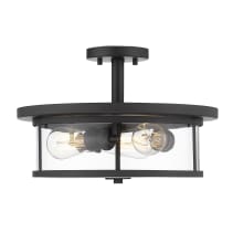 Savannah 3 Light 16" Wide Semi-Flush Drum Ceiling Fixture with a Clear Glass Shade