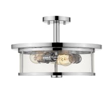 Savannah 3 Light 16" Wide Semi-Flush Drum Ceiling Fixture with a Clear Glass Shade