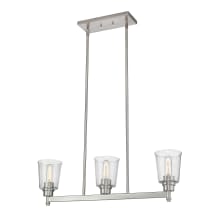 Bohin 3 Light 30" Wide Linear Chandelier with Clear Seedy Glass Shades