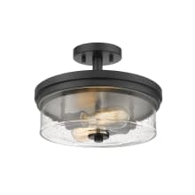 Bohin 2 Light 13" Wide Semi-Flush Ceiling Light with Clear Seedy Glass