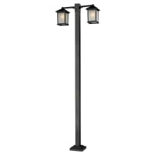 Holbrook 2 Light Outdoor Post Light with White Seedy Shade