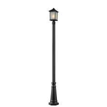 Holbrook 1 Light Outdoor Post Light with White Seedy Shade