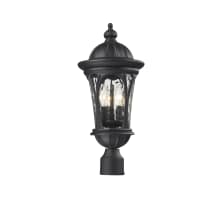 Doma 20" Tall 3 Light Outdoor Post Light with Water Glass Shade