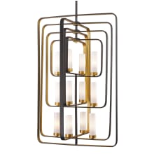Aideen 12 Light 24" Wide 3 Tier Shaded Chandelier with Frosted Glass Shade