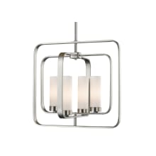 Aideen 4 Light 16" Wide Shaded Chandelier with Frosted Glass Shades