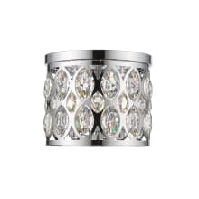 Dealey 3 Light 12" Wide Flush Mount Drum Ceiling Fixture with Clear Crystal Adornments