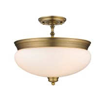 Amon 3 Light 15" Wide Semi-Flush Bowl Ceiling Fixture with Frosted Glass Shade