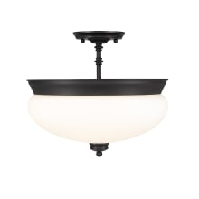 Amon 3 Light 15" Wide Semi-Flush Bowl Ceiling Fixture with Frosted Glass Shade