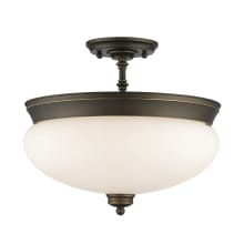 Amon 3 Light 15" Wide Semi-Flush Bowl Ceiling Fixture with Frosted Glass Shade