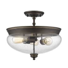 Amon 3 Light 15" Wide Semi-Flush Ceiling Light with Seedy Glass