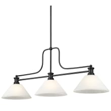 Melange 3 Light 14" Wide Linear Pendant with Tapered Shades
