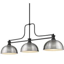 Melange 3 Light 14" Wide Linear Pendant with Dome Shades