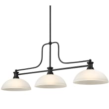 Melange 3 Light 14" Wide Linear Pendant with Glass Dome Shades