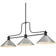 Melange 3 Light 14" Wide Linear Pendant with Tapered Metal Shades