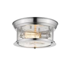 Sonna 2 Light 11" Wide Flush Mount Drum Ceiling Fixture with Seedy Glass Shade