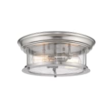 Sonna 2 Light 13-1/2" Wide Flush Mount Drum Ceiling Fixture with Seedy Glass Shade