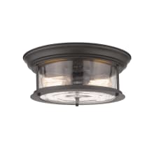 Sonna 2 Light 13-1/2" Wide Flush Mount Drum Ceiling Fixture with Seedy Glass Shade
