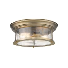 Sonna 2 Light 13-1/2" Wide Flush Mount Drum Ceiling Fixture with Seedy Glass Shade