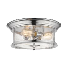 Sonna 3 Light 15-1/2" Wide Flush Mount Drum Ceiling Fixture with Seedy Glass Shade