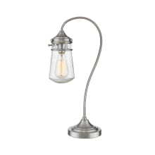 Celeste Single Light 21" Tall Table Lamp with Jar Style Seedy Glass Shade