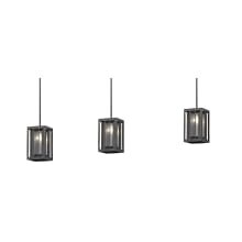 Meridional 3 Light 50" Wide Linear Pendant with Clear Glass and Steel Shades